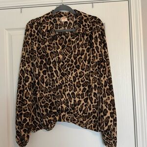 Woman’s 3X Animal Print Blouse with Elastic Waste by Intempo